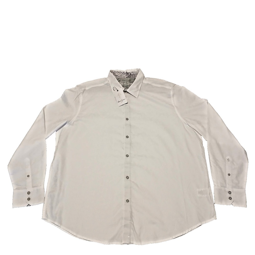 Robert Graham Shirt Button Up Long Sleeve Bayview Embossed White Classic Fit 3XL